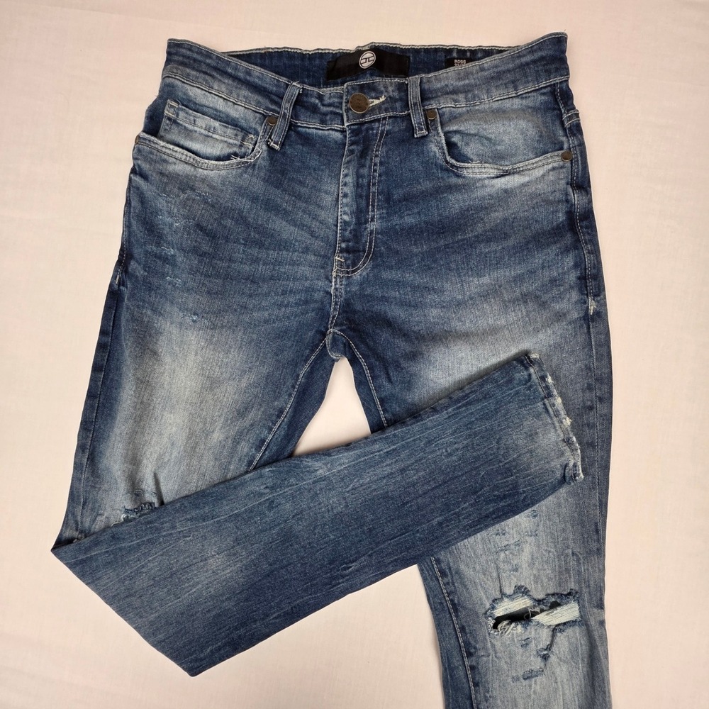 Jordan‎ Craig Ross Mens 32x34 Distressed Slim Fit Jeans Medium Wash Blue JR1020